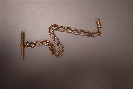 A 9ct gold watch chain, 23.3cm, gross 19.6 grams.